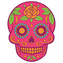 Cute Day of the Dead Skull Art Festive Holiday Ornament