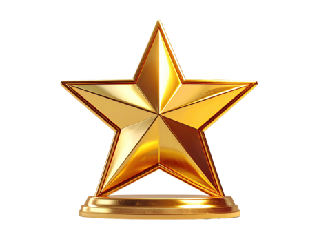 Golden star-shaped award trophy