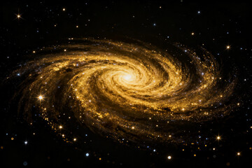 Obraz premium Spiral galaxy with bright core and swirling arms against a star-filled dark sky