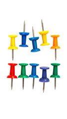 Colorful pushpins arranged in a grid pattern