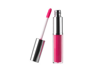 Obraz premium Lip Gloss applicator and tube isolated on white