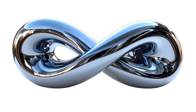 Abstract infinity symbol, metallic, reflective
