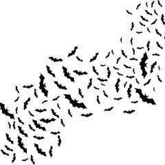 Swarm of Bats. flock. Halloween, Cut Out, Flying Bats Silhouette Vector â€“ Halloween Spooky Night Background with Bat Swarm
