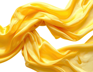 Flowing yellow fabric draped in a dynamic swirl