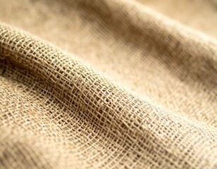 Close-up macro shot of brown burlap sackcloth fabric with a rough woven texture, creating a natural and rustic background