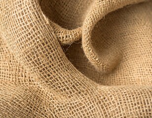 Close-up macro texture of a woven burlap fabric with a rough natural fiber weave