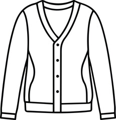 cardigan line art, black outline, vector and illustration