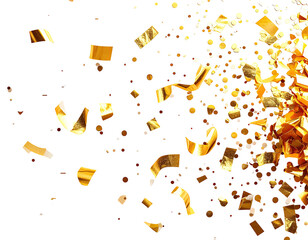 Gold confetti explosion on black background