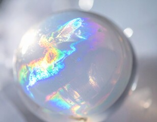 Abstract Image of a Sphere with Refracted Light and Colorful Reflections