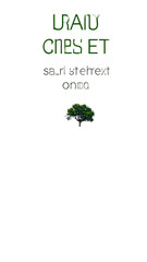 Vertical graphic with stylized text and small tree.  Dark green text, pixelated, forms words, likely a , and possibly a sub.  A small, pixelated, green tree image centered below