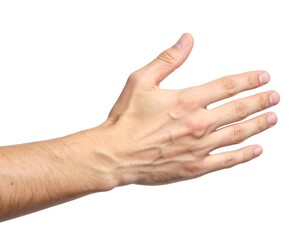 A light-skinned hand outstretched
