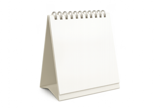 Blank desk calendar mockup with spiral binding