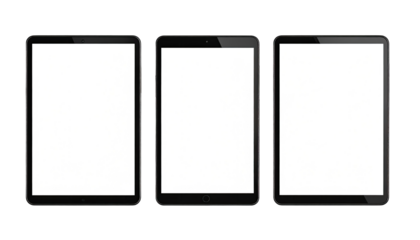 Three black tablets with blank screens (2)