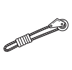 Fototapeta premium A detailed black and white illustration of a pulley system and rope on white background