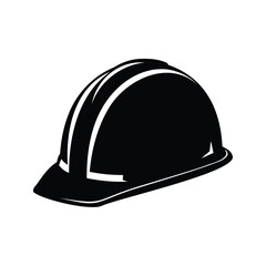 A Detailed Black and White Rendering of a Construction Safety Hard Hat, construction helmet silhouette vector illustration