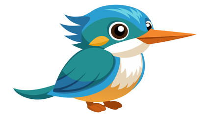 Obraz premium Cartoon illustration of a cute and colorful Kingfisher bird on white background