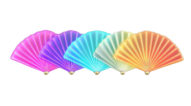 Colorful rainbow fans