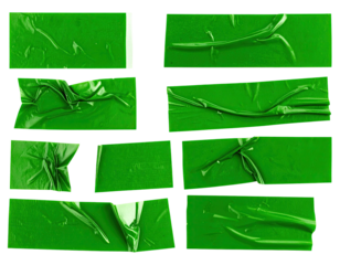 Green adhesive tape pieces