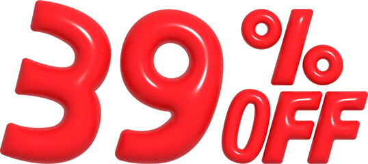 3D Red 39 Percent Off Discount Text for Sale Promotion © finfin