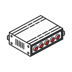 Fototapeta premium An Isometric Illustration of a Generic Electronic Device with Red Buttons