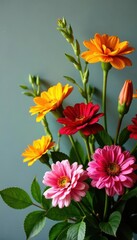 Vibrant blooms, lush greenery, elegant arrangement, summer, photography