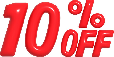 3D Red 10 Percent Off Discount Text for Sale Promotion
