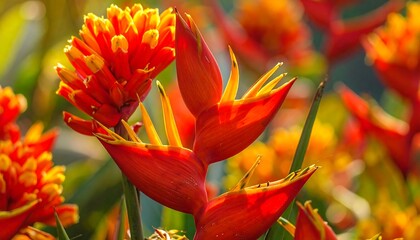 Vibrant red and yellow flower cluster