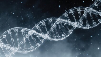 DNA helix against a starry, smoky backdrop