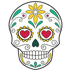 Hand-Drawn Style Sugar Skull Graphic Easy to Edit Vector EPS