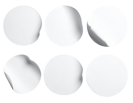 Blank circular stickers with curled edges