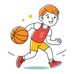 child playing basketball color vector icon