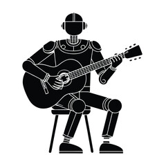 robot playing electric guitar