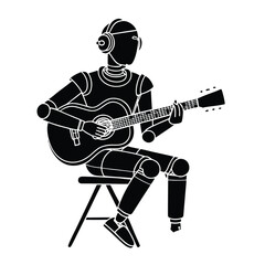 robot playing with guitar