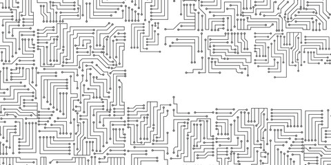Black and White Printed Circuit Board stock illustration. 