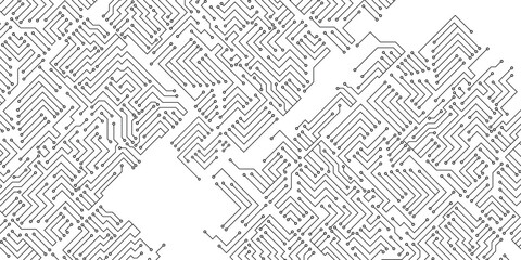 Black and White Printed Circuit Board stock illustration. 