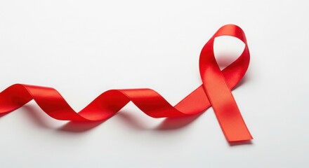 Red ribbon symbolizing awareness hope and support for health causes illustration