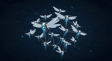 Futuristic Dragonfly Drones Network Innovative Technology Concept