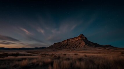 Dramatic mountain landscape at dusk with long exposure effects