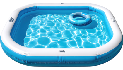 Inflatable rectangular pool with a blue inner ring