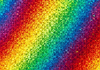 Vibrant rainbow prism texture featuring diagonal array of colourful mosaic facets and reflections
