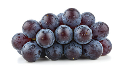 Close-Up of Fresh Plump Red Grapes with Water Droplets on White Background