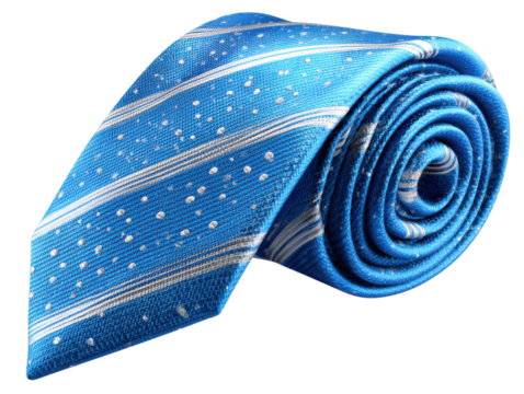 Elegance in Azure: An intricately textured blue tie, spiraling into a captivating display of pattern and sophistication, exudes timeless charm and business essence.