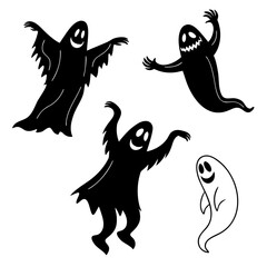 A collection of spooky and fun cartoon ghosts, ideal for halloweenthemed designs, invitations, or decorations, these friendly specters add a playful touch