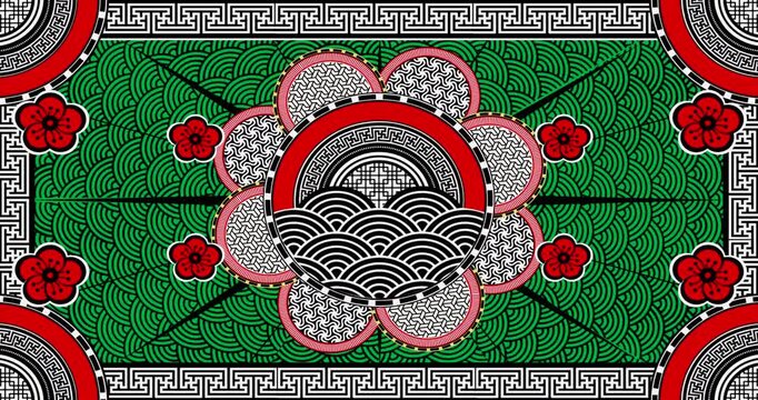 Animation of dragon sign with chinese pattern on transparent background