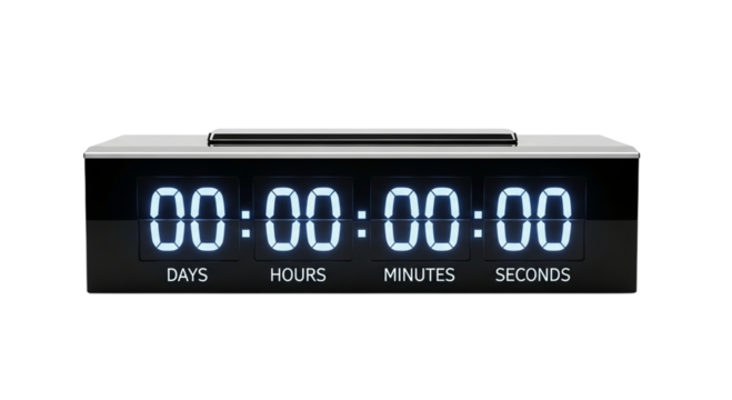 Digital Timer Displaying Countdown with Days, Hours, Minutes, and Seconds