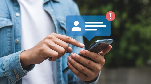 Urgent notification on modern smartphone needs attention now, digital messaging for business contact alert