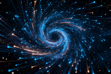 Fototapeta premium Spiral galaxy with glowing stars and cosmic particles in deep space