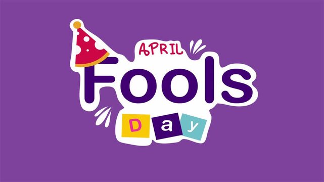 April Fool&rsquo;s Day text with party hat playful style