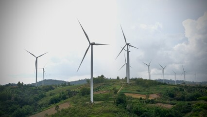 Wind turbines for electric power production, Khao Kho, Phetchabun province, Thailand.