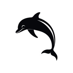 a clean silhouette vector art of a jumping dolphin